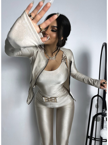 Komplet GOLD - 3 częściowy top, bluza, legginsy